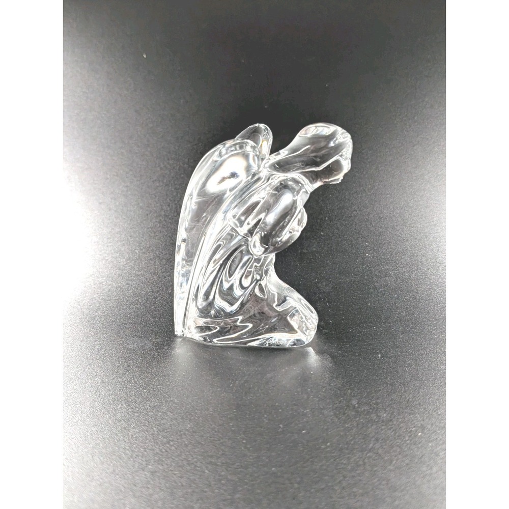 Authentic Baccarat France Crystal Kneeling Praying Angel Figurine Signed Etched
